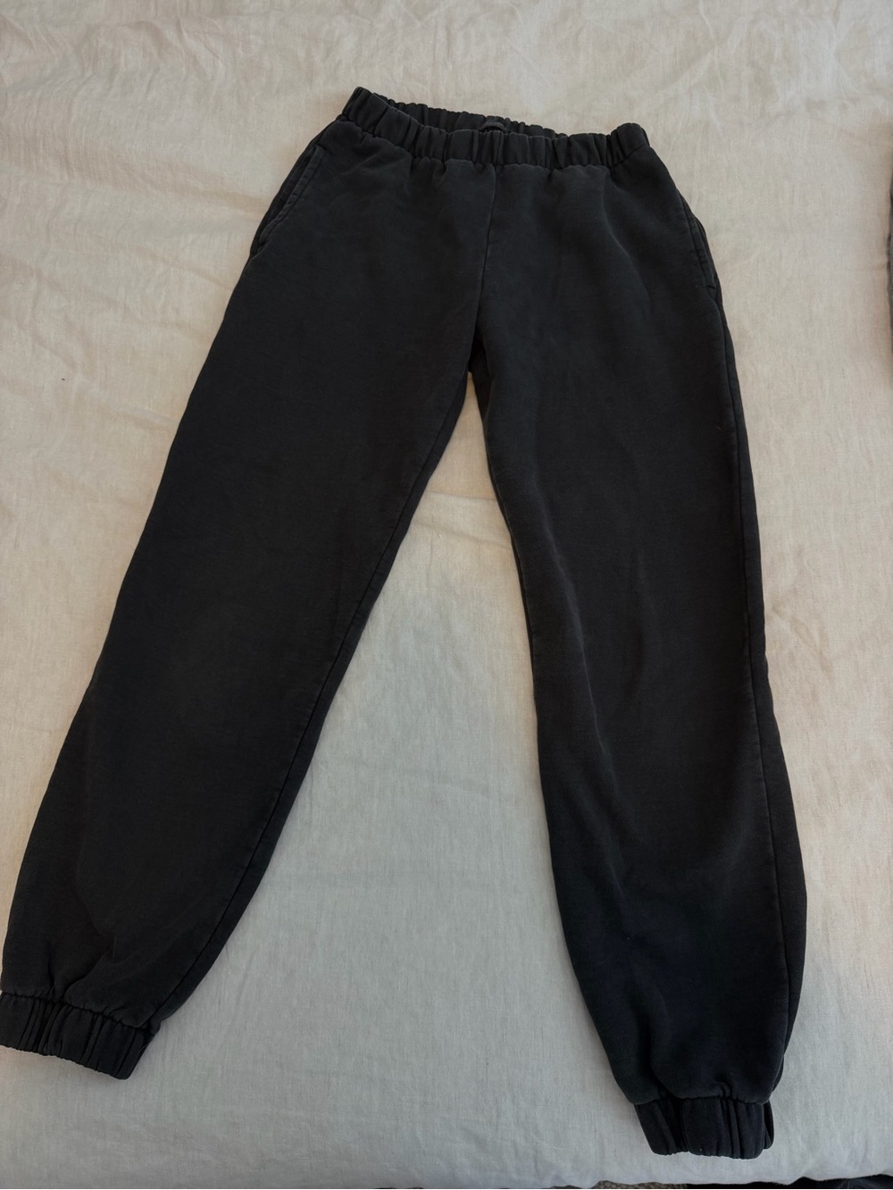 John Galt/Brandy Melville Black Fleece-Lined Elastic Waist Sweatpants - OS